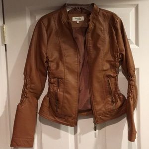 Charlotte Russe brown imitation leather jacket.